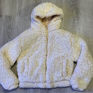 C&C California kids 10/12 Cozy Cream Sherpa zip up hooded Jacket